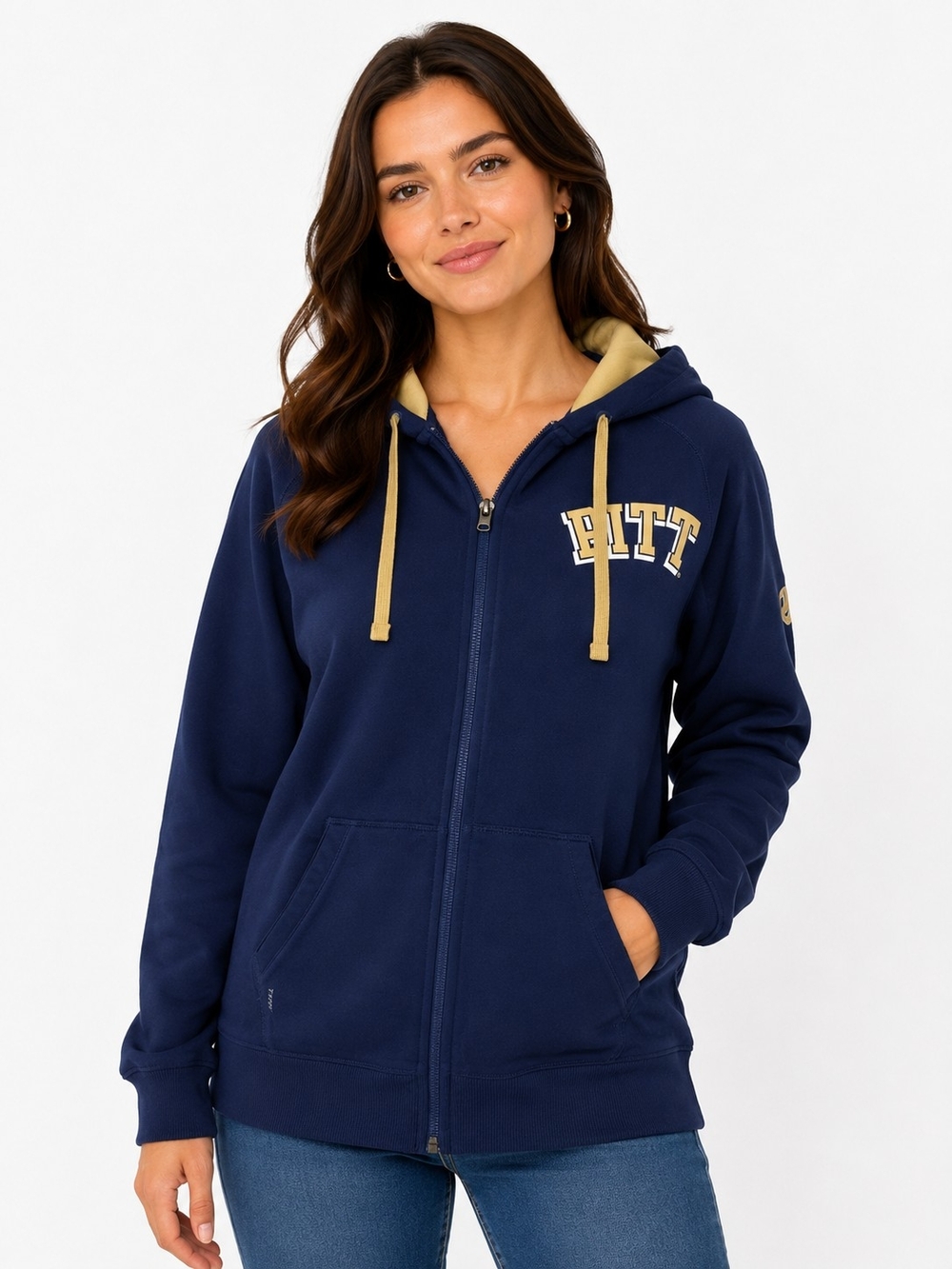 Nike Pitt Navy Zip Hoodie with Gold Accents